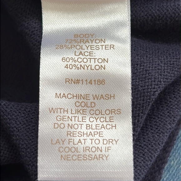 Chloe & Jasmine Navy Lace Sleeve Cardigan Sweater - Picture 9 of 10